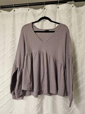 torrid Waffle V-Neck Peplum Top - Dusty Mauve